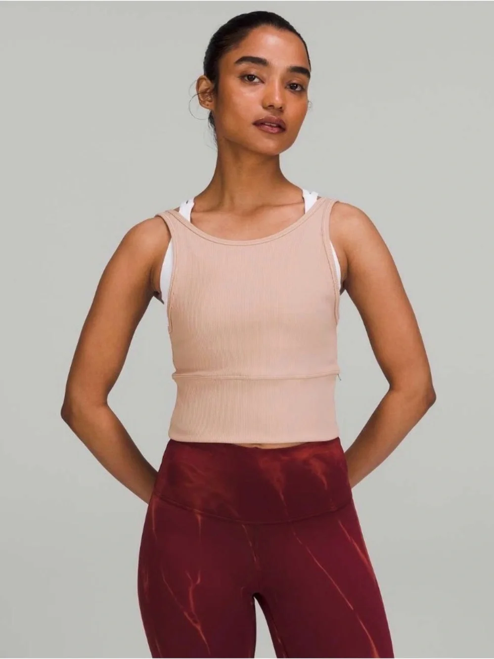 Lululemon Power Pivot Ribbed Tank Top in Pink Clay